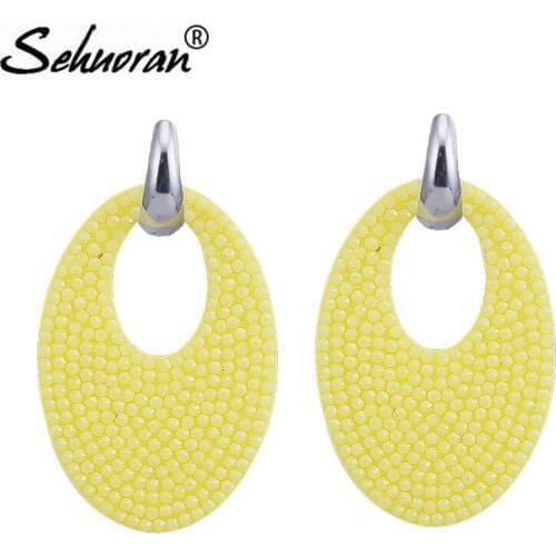 Sehuoran Oval Pendients Statement Earrings For Woman Artificial Resin Stone Drop Earrings Fashion Jewlery Oorbellen Brincos