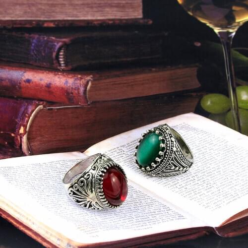 SUNSPICE MS. Retro Vintage Bohemia Opal Ring Unisex Antique Silver Color Punk Rock Jewelry Men Anillo Bijoux