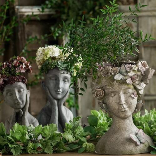Garden Decoration Courtyard Butterfly Surround Elito Goddess Portrait Flower Pots Resin Character Home Park Landscape Sculpture
