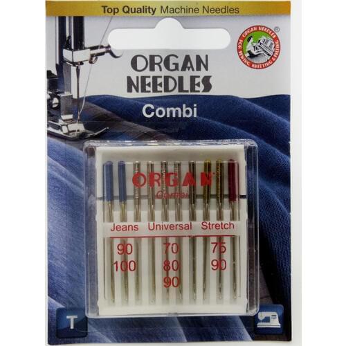 10pcs/pack Top Quality ORGAN Home Sewing Machine Needles For Jeans Universal& Super Stretch Various Purposes Combi Pack Needle