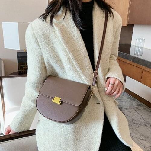 Vintage Fashion Saddle Bag 2020 Winter High Quality Leather Womens Designer Handbag Lock Shoulder Messenger Bag Bolso сумка