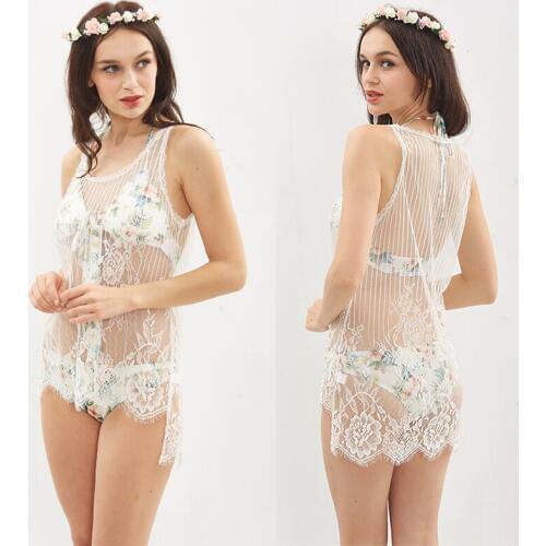 HUAN BEAUTY Women Lace Tape Tops Sexy White Backless Sexy Mesh See-Through Strap Short Halter Beach Cropped Tank Top HB-OA6009