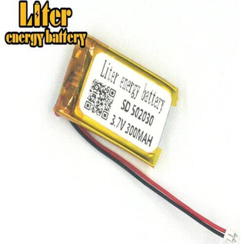 1.25MM 2pin connector 502030 3.7V 300mAh MP3 MP4 MP5 small toys rechargeable polymer lithium ion lipo battery
