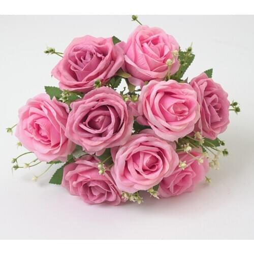 1 Bouquet 9 heads Artificial Flowers Peony Tea Rose Autumn Silk Fake Flowers for DIY Living Room Home Garden Wedding Decoration