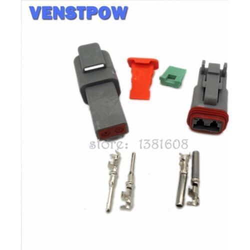 1 Set Deutsch DT06/DT04 2 Pin Waterproof Electrical Wire Connector Plug Kit 22-16AWG for Car Bus Motor Truck