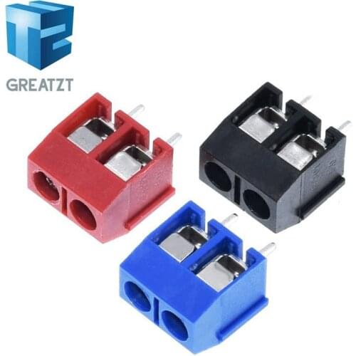 10PCS/LOT KF301-2P KF301-5.0-2P KF301 Screw 2Pin 5.0mm Straight Pin PCB Screw Terminal Block Connector Black Red and Blue