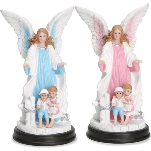 2PCS Decorative Angel Statue, Angel Goddess Sculpture Figurine Model Painted Resin Guardian Angel Art Ornaments