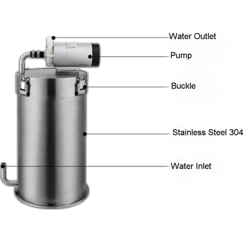 240V 10W Aquarium Fish Tank External Filter Canister Outer Filtration Bucket Stainless Steel SS304 with/without Pump