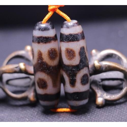 2X Magic Power Tibetan Old Agate Lotus Base Pure Love dZi Bead Amulet Pendant LK LKbrother Sauces Top Quality Guarantee