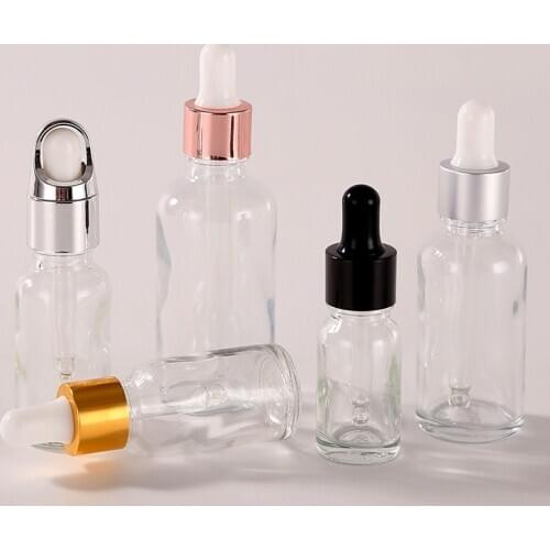 5-100ml Dropper Bottle Clear Glass Empty Cosmetic Packaging Container Aromatherapy Liquid Pipette Essential Oil Bottles Travel