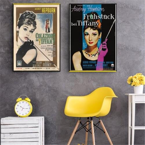 Modern Minimalist Black White Audrey Hepburn Portrait Pop Movie Art Print Poster Abstract Wall Picture Canvas Painting