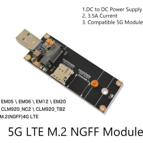 5G 4G LTE Industrial M.2(NGFF) to USB3.0 Adapter W/NANO SIM Card Slot Compatible with 5G LTE Module for Quectel RM500Q
