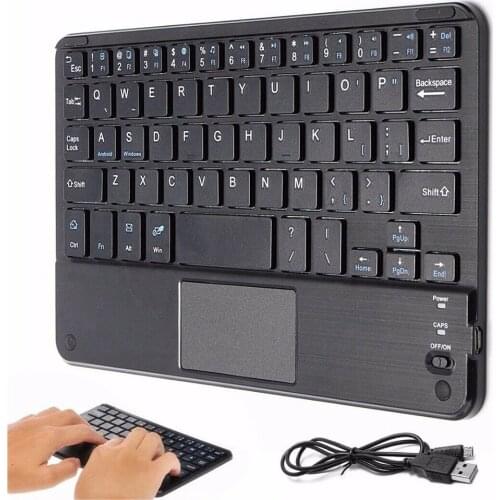Wireless Keyboard Bluetooth-Compatible Keyboard Desktop Rechargeable with Touchpad USB Cable for PC Smartphone Laptop Tablet
