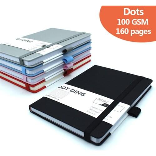 A5 Dotted Notebook 100 GSM A5 Journal Cloth hard cover Notepad School Diary 160 Pages Ivory White Paper Hand-made Planner Agenda