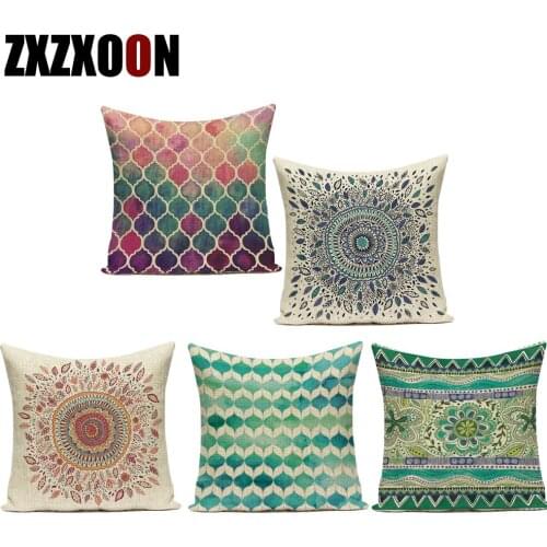 African Style Decorative Pillows Boho Geometric Polyester Mandala Sofa Home Cushion Cover for Living Room Decoration