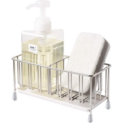 Sponge Holder, Stainless Steel Sink Caddy Sink Tray Drying Rack Soap Scrubber Brush Organizer