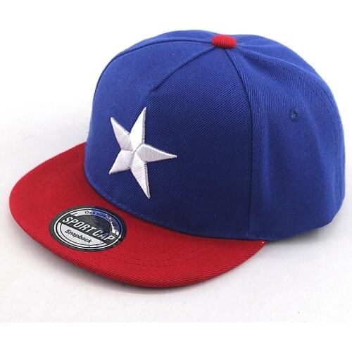 Kids sport cap 3D bone embroidery star snapback hat children pure blue hip hop baseball cap new boys girls football caps