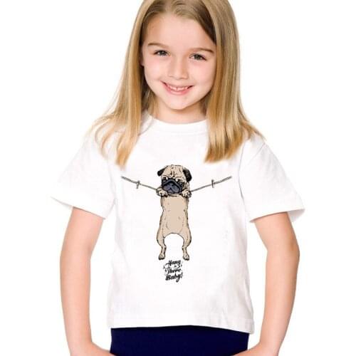 Kid Cute Summer Tees Children Print French Bulldog/Pug Funny T-shirts kids t shirt for boys Boys/Girls Baby Casual Tops Clothes