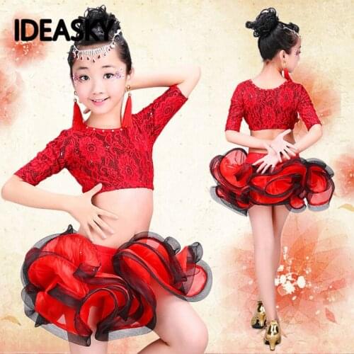 Child kid children professional latin dance dress for girls flamengo rumba costume ballroom dancing dresses kids tango dresses