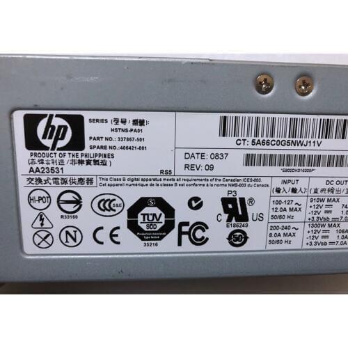 For Original HP DL580G4 DL580G3 power supply 406421-001 337867-501 HSTNS-PA01 AA23531 CT:5A66C0G5NWJ11V 1300W