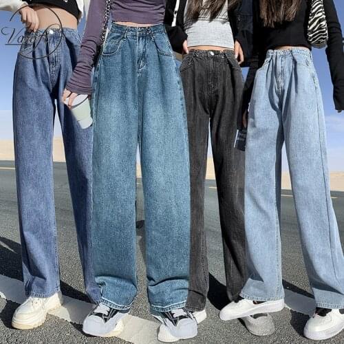 Varofi High-waisted jeans for women high waist jeans y2k jeans y2k baggy wide leg jeans women jeans vintage streetwear