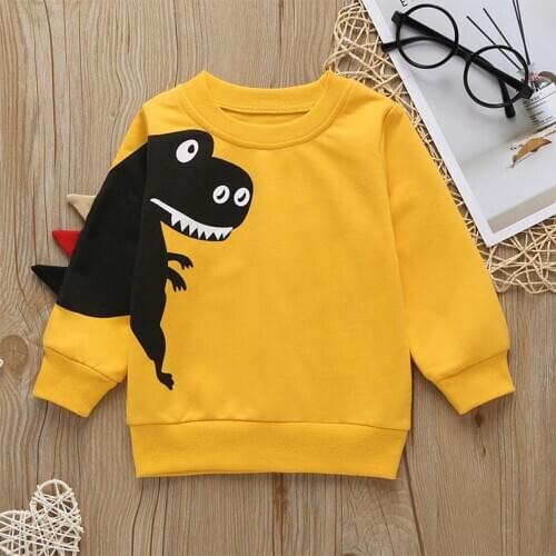 New Baby Girl Boys Girls Cotton Tshirt Cotton Dinosaur Print Long Sleeve T-shirt Children Casual Tee Tops Clothes Kids T Shirts