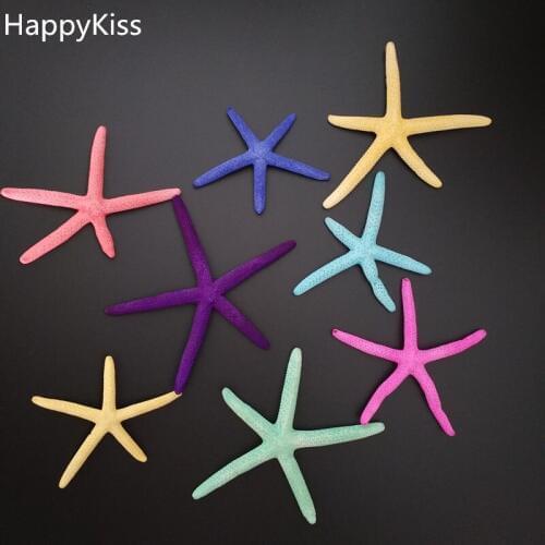 HappyKiss NEW 5pcs Beautiful Finger Starfish Beach Wedding Decoration mix color 6-10cm natural sea star