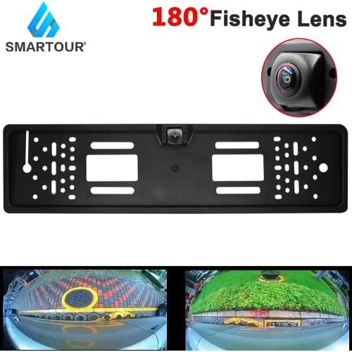 180° Fisheye HD European Car Number License Plate Frame Rear View Camera Night Vision Reverse Backup Parking Cam Auto Accessory