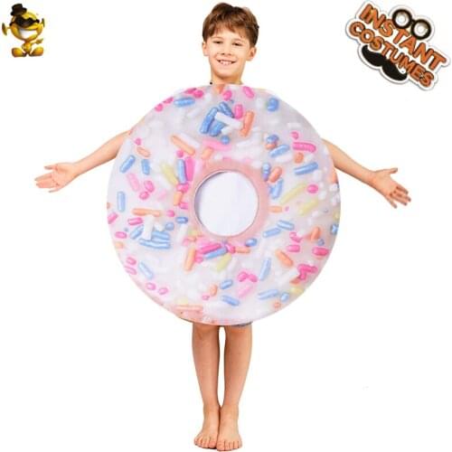 DSPLAY White Chocolate Doughnut Jumpsuit New Style Kids Cosplay Chocolate Doughnut Costumes for Carnival Halloween Party