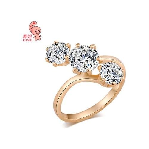 Kuniu Geometric Finger Rings for Women Zircon Metal Material Exquisite Lovely Style Zircon Metal Material Friend Gifts Jewelry