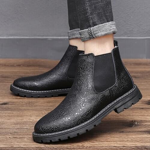 Men ankle Boots Fashion High-top genuine Leather Shoes Autumn Winter plush warm snow Boots Men outdoor fashion Martin Boots men