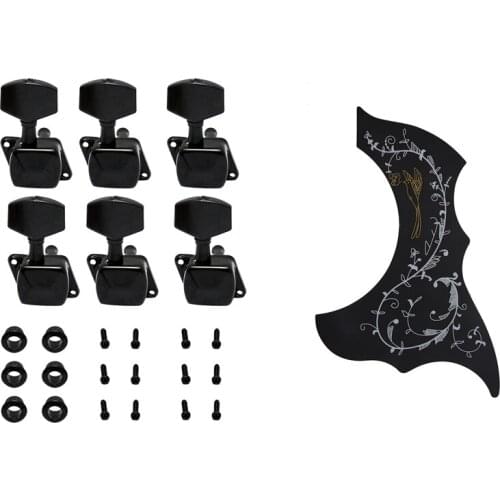 Pickguard-Acoustic-Acoustic Guitar Pickguard with 6Pcs String Tuning Pegs Machine
