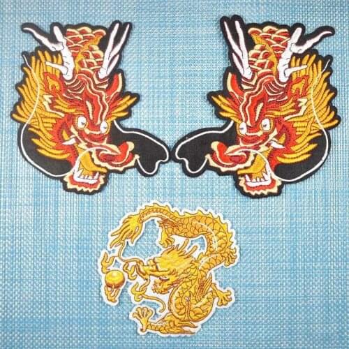 Chinese Dragon Sew On Patches For Clothes Embroidery Applique Badge Stripe Fabric Stickers Animal Sewing Punk Style Shirt Patch