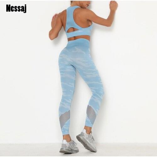 Nessaj Energy Seamless Camouflage Sets Fitness Gym Sports Suits Workout Clothes For Women Sexy Sports Bra+Sport Leggings Outfit