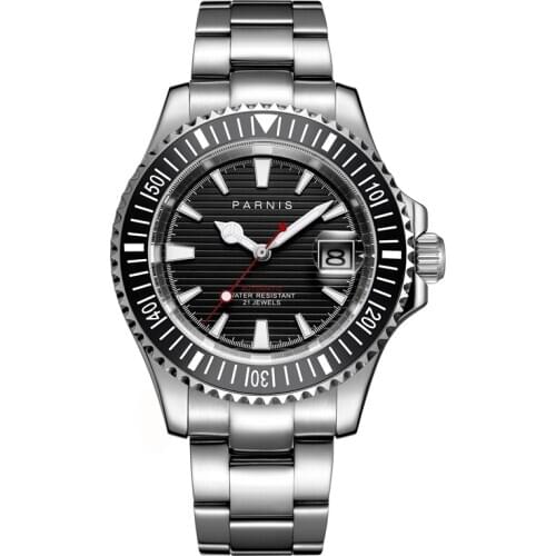 2020 New Parnis Automatic Mechanical Men Watch Waterproof 5bar Sapphire Crystal Metal Strap Mens Wrist Watches erkek kol saati