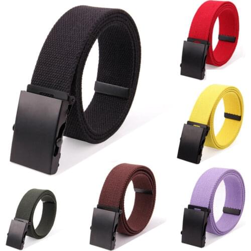 New High Quality Canvas Belt Men / Women Unisex Jeans Belts Metal Roller Luxury Automatic Buckle Canvas Webbing Waist Belts