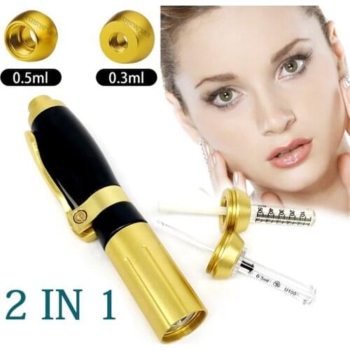 2 IN 1High Pressure Hyaluronic Acid Pens 0.3&0.5ml Double Heads Injection Gun No Needle Anti Wrinkle Lifting Lip Injection Tools