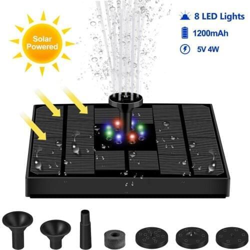 Floating Solar Fountains 5V 4W Solar Fountain LED Colorful Light Swimming Pool Water Fountain Solar Pump Pool Pond Garden Decor