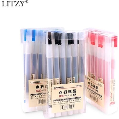 6Pcs 0.5mm Water-based Pen Gel Pen Black/Red/Blue Ink Pen Transparent Maker Pen School Office Writing Supply Student Stationery