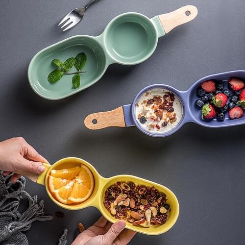 Nordic Ceramic Multi - fruit Lattice Bowl Doug Fruit Dish Seasoning Snack Seeds Nuts Fries Plate Home/Restaurant Dinnerware