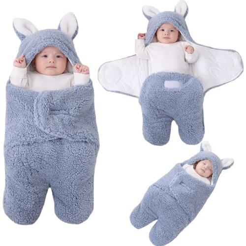 Winter Autumn Fleece Infant Baby Sleeping Bag Envelope For Newborn Baby Bedding Wrap Sleepsack Cartoon Baby Blanket Swaddling