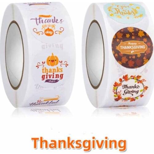 Thanks Giving Stickers 500pcs Happy Thanksgiving Day Be Grateful Pumkin Gift Box Tags Candy Handbag Envelope Seal Label Decor