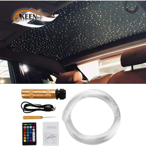 OKEEN 12V 6W RGB Car Roof Star Lights LED Fiber Optic Star Ceiling Light kits Optical Fiber DIY Starry Sky Auto Decorative Lamp