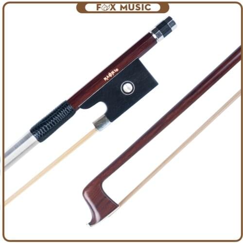 Delicate IPE Violin Bow Round Stick Silver Wire Winding Lizard Skin Grip White Horsehair 4/4 Size Fiddle Bow