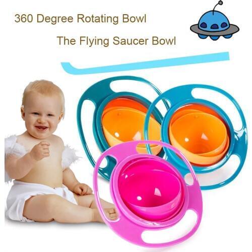 Universal Gyro Bowl Practical Design Children Rotary Balance Bowl Novelty Gyro Umbrella Bowl 360 Rotate Spill-Proof Bowl 2018