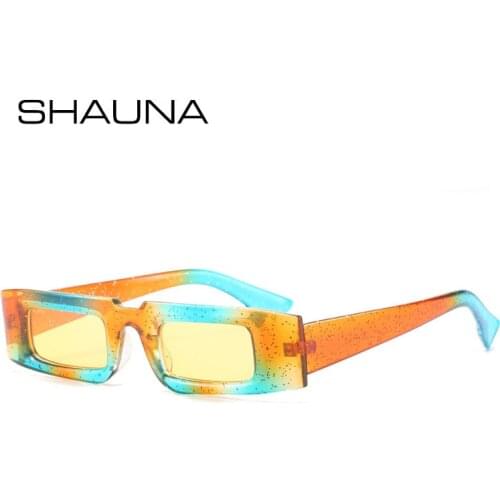 SHAUNA Vintage Small Rectangle Sunglasses Women Ins Popular Men Trending Colorful Tint Shades UV400