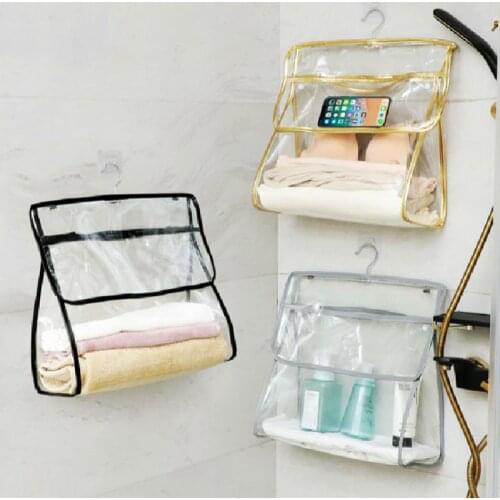 Waterproof Transparent Storage Bag Bathroom for Clothes Phone Hanging Hook Shower Bags Home Dormitory Bath Organizer