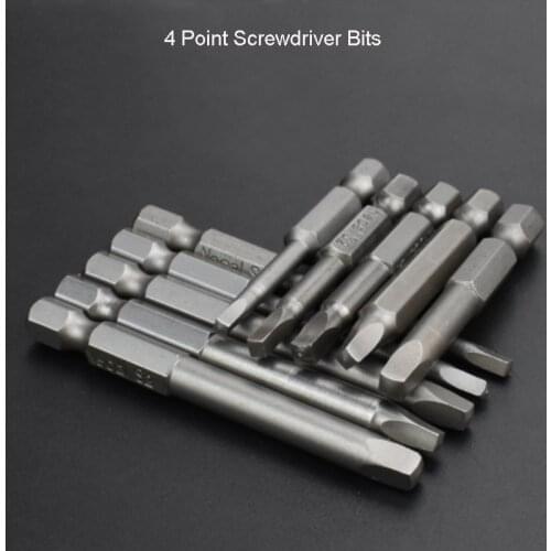1Pcs 4 Point Screwdriver Bit Magnetic 1/4" Hex Shank Driver Bit S2 Alloy Anti Slip Electric Screwdriver Bits 50mm/65mm Length