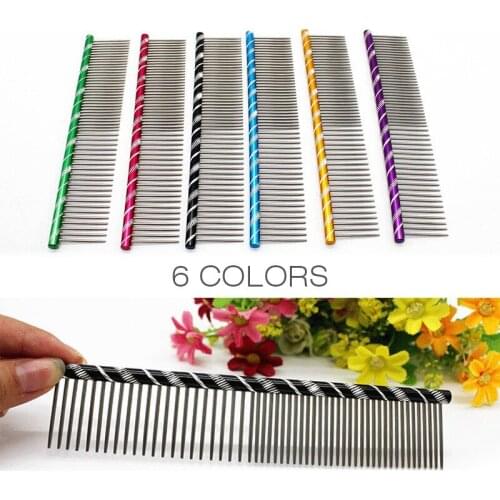 1pc Colorful Pet Grooming Combs Aluminum for Dogs And Cats Mats Tangles and Knots Pet Grooming Supplies 16*3.5cm