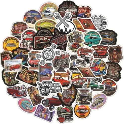 10/30/50Pcs/Set Retro modified classic car For Snowboard Laptop Luggage Fridge Car- Styling Vinyl Decal Home Decor Stickers